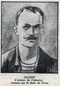 Portrait of the anarchist Francois Salsou who carried out the attack on the Shah of Persia Muzaffar ad Din, in Paris on August 2 by Anonymous Anonymous