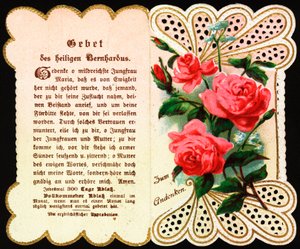Prayer addressed to St. Bernard. Pious image. Postcard. The beginning of the 20th century. Private Collection
