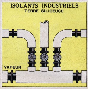 Radiation and Conductibility: Industrial Insulation. We Surround the Pipes with Siliceous Earth Bricks. Anonymous illustration from 1925. Private Collection