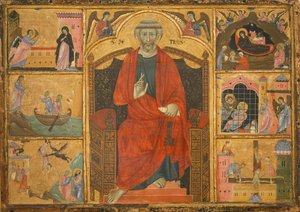 Saint Peter on a Throne Surrounded by Biblical Scenes by Anonymous Anonymous