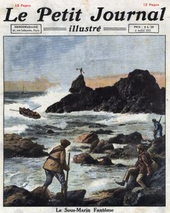 Sinn Feiners, members of the Irish Republican Army (IRA) political branch in Ireland, embark on boats to approach submarines from the United States, secretly supplying Ireland with weapons and ammunition. Illustration taken from 
