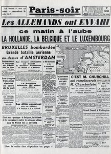 The Battle of Belgium or Belgian Campaign - 18-day campaign - German invasion of Belgium during World War II - PARIS EVIOR of 11/05/1940 - GERMANS INVADED HOLLAND - BELGIUM AND LUXEMBOURG by Anonymous Anonymous