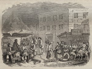 The canteen of the bagne de Rochefort in the 19th century. Engraving in Histoire des bagnes depuis leur création à nos jours (1877) by Pierre Zaccone. Private collection.