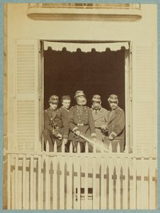 The general staff of Place Vendome during the Commune, c.1871 (b/w photo) by Anonymous Anonymous