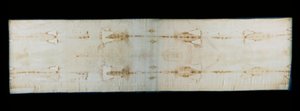 The Holy Shroud of Turin, linen sheet showing traces (supposedly those of Christ) of torture of a body. Royal Chapel of the Cathedral Saint John the Baptist of Turin, Italy.