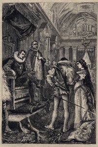 The marriage of Giulia Farnese with Orsino Orsini in the house of Rodrigo Borgia 1489 - engraving from 