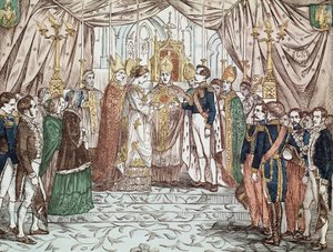 The wedding of Napoleon III and Eugenia Maria de Montijo de Guzman, on 30/01/1853 at the Cathedral of Our Lady (engraving) by Anonymous Anonymous