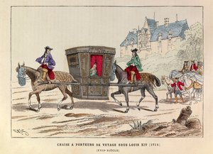 Sedan chair carried by horses during the reign of King Louis XIV of France by Anonymous Anonymous