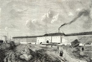 View of the cellular arrest house known as prison Mazas Boulevard Diderot in Paris in the 19th century, Engraving