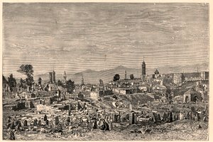 View of the city of Erzurum in Armenia (now Turkey). Engraving in 