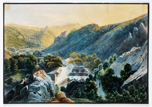 Vorderbruehl valley in Lower Austria and Husarentempel a small, romantic building with a view by Anonymous Anonymous