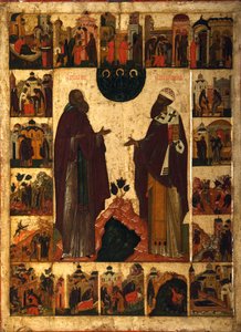Saint Cyril of White Lake and Saint Cyril of Alexandria by Anonymous Russian icon painter