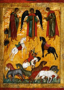 The Miracle of Florus and Laurus by Anonymous Russian icon painter