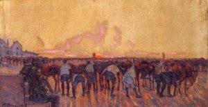 Feeding the Horses by Anselmo Bucci