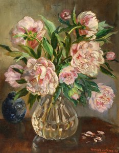 Peonies in a Glass Vase