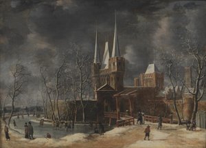 The Luttekepoort in Harderwijk in the Winter by Anthonie Beerstraaten
