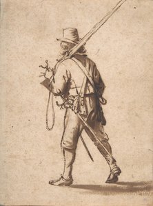 A Walking Musketeer, Seen from Behind, 17th Century by Anthonie Palamedesz