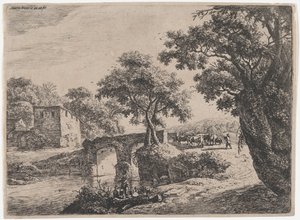 Herd Near a Stone Bridge, 17th century by Anthonie Waterloo
