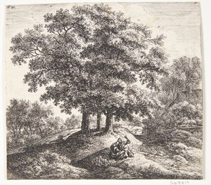 Seated Man and Woman by a Hollow Road by Anthonie Waterloo