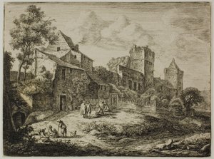 The Yard in front of the Inn, from Twelve Landscapes by Anthonie Waterloo