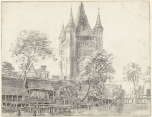 City Gate Altenbrücker Tor and Watermill in Lüneburg near Hamburg by Anthonie Waterloo
