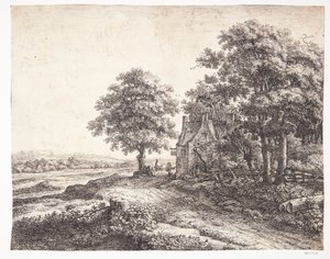 Large Linden Tree in Front of an Inn by Anthonie Waterloo