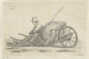 Seated Man by a Wheelbarrow with Hay