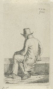 Seated Man on a Wall (series title: 12 Study Figures) by Anthonie Willem Hendrik Nolthenius de Man