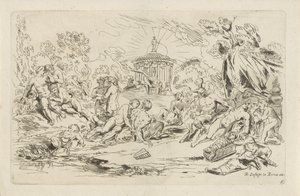 Nymphs and Satyrs Before a Temple of Bacchus by Anthonie de Winter
