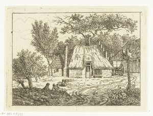 Cart Standing Next to Farmhouse with Stepped Gable by Anthonie van den Bos
