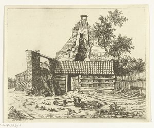 Reed Cutter in Front of the Ruins of the House Snaatburg in Maarssen by Anthonie van den Bos