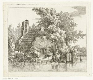 Smoking Man on a Bench in Front of the Ruins of Huis Snaatburg in Maarssen