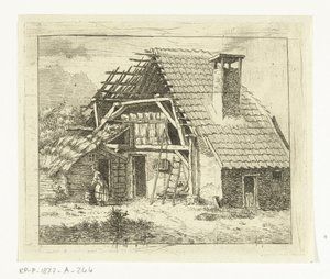 Woman Doing Laundry in Front of a Farmhouse
