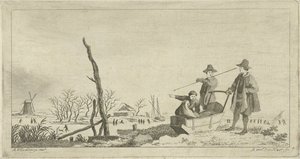Figures by a Sleigh in a Winter Landscape by Anthonij van der Haer