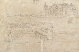 The River Front of Richmond Palace and Privy Gardens, c. 1550s by Anthonis van den Wyngaerde