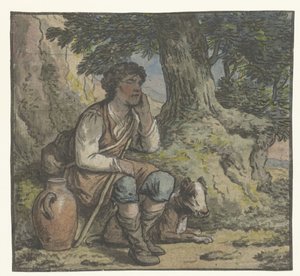 Boy Under a Tree with a Dog and a Jug by Anthony Andriessen