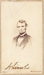 Abraham Lincoln, signed carte-de-visite by Anthony Berger