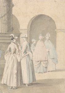 Ladies Beside a Column and Arcade by Anthony Highmore