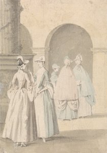Ladies Beside a Column and Arcade by Anthony Highmore