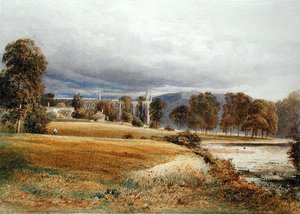 Bolton Abbey from the River Wharfe, South View by Anthony Vandyke Copley Fielding