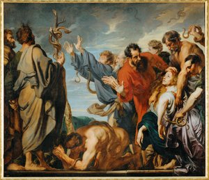The Brazen Serpent: Moses Holds the Brazen Serpent by Anthony van Dyck