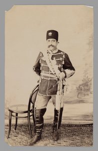 Full-length Portrait of Mozaffar al-Din Shah, late 19th-early 20th century by Antoin Sevruguin