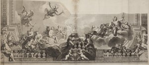 Design of Centre Panel of Ceiling of the Grand Gallery of the Palais Royal, engraved by Nicolas Henri Tardieu by Antoine (after) Coypel