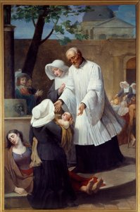 Saint Vincent de Paul helping the plague ridden by Antoine Ansiaux