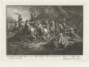 View of the Battle of Lauffeldt (Lafeld, near Maastricht) on 2 July 1747 during the War of Austrian Succession
