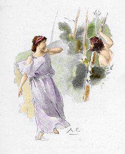 Odyssey of Homer: Nausicaa, Daughter of King Alcinous, Sees Ulysses Naked and Starving Asking Her for Help