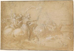 Ancient Roman Warriors Riding into Battle by Antoine Caron