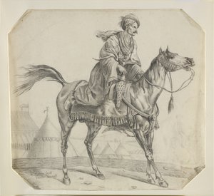A Mameluke Mounting his Horse by Antoine Charles Horace Vernet