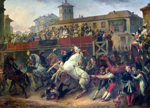 Scene of an Unmounted Horse Race in Rome by Antoine Charles Horace Vernet