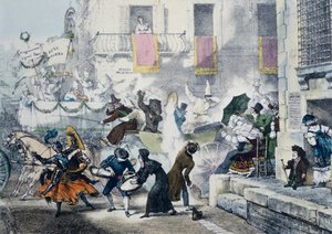 Throwing confetti during the carnival in Rome by Antoine Jean Baptiste Thomas